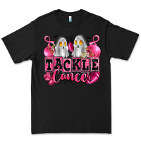 Black tackle cancer with ghosts playing football Premium Tee - LillyAllenDesigns