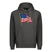 Charcoal Heather American flag Premium Hoodie - linhVisuals