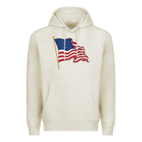 Oatmeal Heather American flag Premium Hoodie - linhVisuals