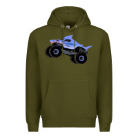 Army Green Monster Truck Megalodon Premium Hoodie - linhVisuals