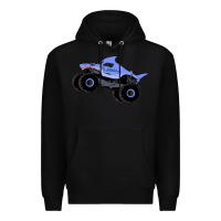 Black Monster Truck Megalodon Premium Hoodie - linhVisuals