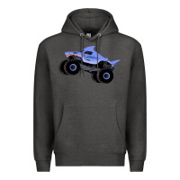 Charcoal Heather Monster Truck Megalodon Premium Hoodie - linhVisuals