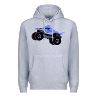 Heather Grey Monster Truck Megalodon Premium Hoodie - linhVisuals