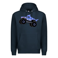 Navy Monster Truck Megalodon Premium Hoodie - linhVisuals
