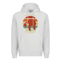 Dove Grey say less do lesser funny sloth Premium Hoodie - linhVisuals