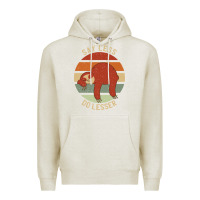 Oatmeal Heather say less do lesser funny sloth Premium Hoodie - linhVisuals
