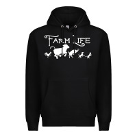 Black FARM LIFE ANIMAL Premium Hoodie - linhVisuals