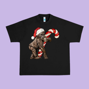 Christmas Candy Cane Baby Gorilla Urban Heavy Tee Designed By Lillyallendesigns