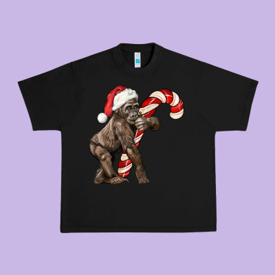 Christmas Candy Cane Baby Gorilla Urban Heavy Tee Designed By Lillyallendesigns