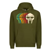 Army Green Retro Mask Doom Premium Hoodie - linhVisuals