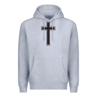 Heather Grey Cross Premium Hoodie - linhVisuals