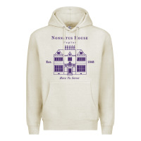 Oatmeal Heather nonnatus house  blue ink Premium Hoodie - linhVisuals