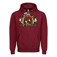 Burgundy Football Rainbow Zipper Hoodie - RanaPortraitStore