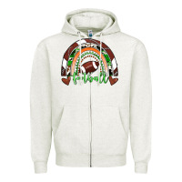 Oatmeal Heather Football Rainbow Zipper Hoodie - RanaPortraitStore