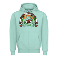 Seafoam Football Rainbow Zipper Hoodie - RanaPortraitStore