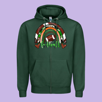 Football Rainbow Zipper Hoodie Designed By Ranaportraitstore