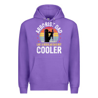 Purple arborist dad tree climber logger woodworker chainsaw mens t shirt Premium Hoodie - linhVisuals