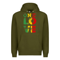 Army Green one love rasta reggae Premium Hoodie - linhVisuals