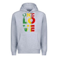 Heather Grey one love rasta reggae Premium Hoodie - linhVisuals