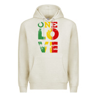 Oatmeal Heather one love rasta reggae Premium Hoodie - linhVisuals