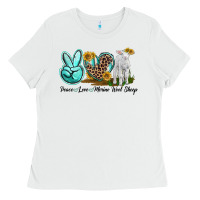 White Peace Love Merino Wool Sheep Ladies Tee - LillyAllenDesigns