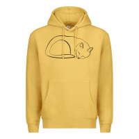 Antique Gold Sleeping Cat Line Art Premium Hoodie - linhVisuals