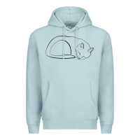 Blue Mist Sleeping Cat Line Art Premium Hoodie - linhVisuals