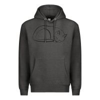 Charcoal Heather Sleeping Cat Line Art Premium Hoodie - linhVisuals