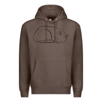 Coffee Sleeping Cat Line Art Premium Hoodie - linhVisuals