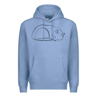 Colony Blue Sleeping Cat Line Art Premium Hoodie - linhVisuals
