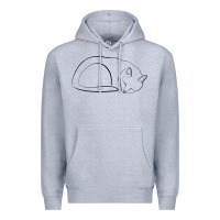 Heather Grey Sleeping Cat Line Art Premium Hoodie - linhVisuals