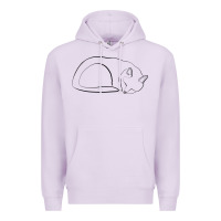 Lilac Sleeping Cat Line Art Premium Hoodie - linhVisuals