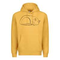 Mustard Sleeping Cat Line Art Premium Hoodie - linhVisuals