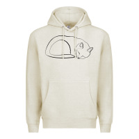 Oatmeal Heather Sleeping Cat Line Art Premium Hoodie - linhVisuals