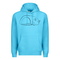 Ocean Blue Sleeping Cat Line Art Premium Hoodie - linhVisuals