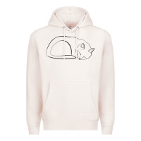 Pale Pink Sleeping Cat Line Art Premium Hoodie - linhVisuals