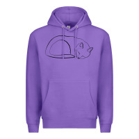 Purple Sleeping Cat Line Art Premium Hoodie - linhVisuals
