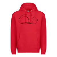 Red Sleeping Cat Line Art Premium Hoodie - linhVisuals