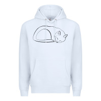 White Sleeping Cat Line Art Premium Hoodie - linhVisuals