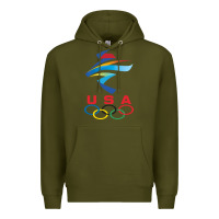 Army Green USA OLYMPIC RINGS Premium Hoodie - linhVisuals