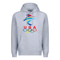 Heather Grey USA OLYMPIC RINGS Premium Hoodie - linhVisuals