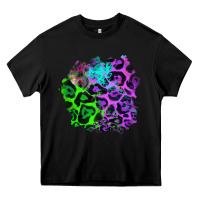 Black Colorful Leopard patch Heavy Core Tee - RanaPortraitStore