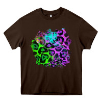 Chocolate Brown Colorful Leopard patch Heavy Core Tee - RanaPortraitStore