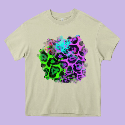Colorful Leopard Patch Heavy Core Tee Designed By Ranaportraitstore