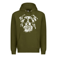Army Green border collie dog t  shirt border collie with sunglasses cool dog t  s Premium Hoodie - linhVisuals