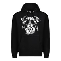 Black border collie dog t  shirt border collie with sunglasses cool dog t  s Premium Hoodie - linhVisuals