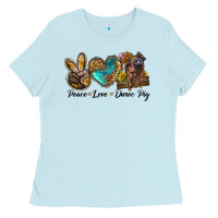 Baby Blue peace love duroc pig Ladies Tee - LillyAllenDesigns