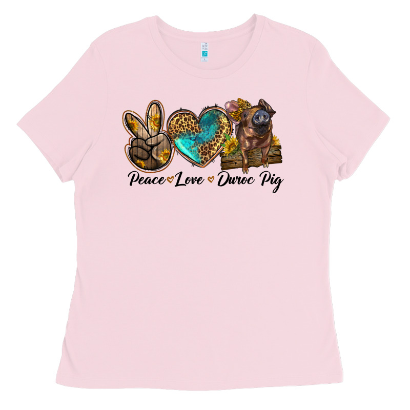 Peace Love Duroc Pig Ladies Tee by LillyAllenDesigns | Teevron