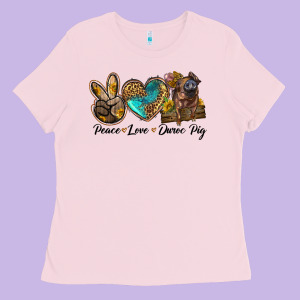 Peace Love Duroc Pig Ladies Tee Designed By Lillyallendesigns