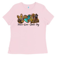Bubblegum Pink peace love duroc pig Ladies Tee - LillyAllenDesigns